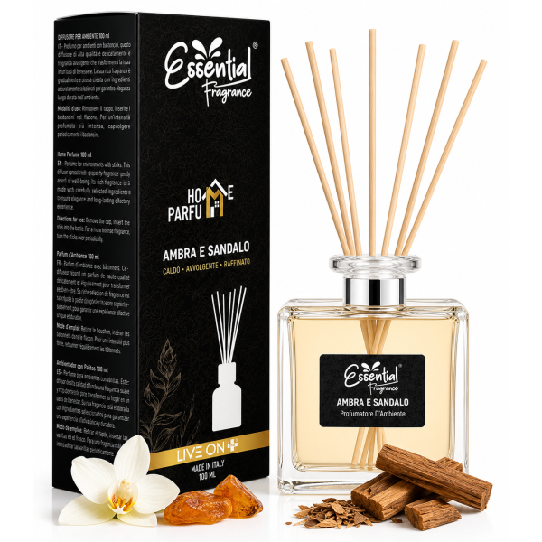 Diffuseur à bâtons Ambre et Santal - Élégance et bien-être au quotidien 100 ml