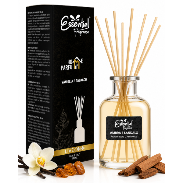Diffuseur à bâtons Ambre et Santal - Élégance et bien-être au quotidien 100 ml