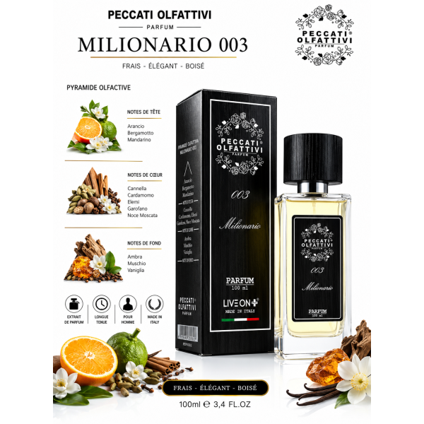 Milionario 003 – Parfum Homme Épicé Ambré et Boisé