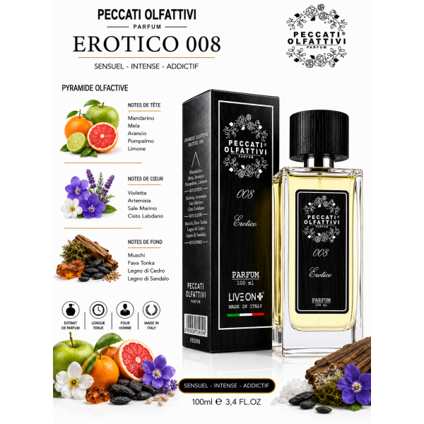 Erotico 008 – Parfum Homme Aromatique Vanillé et Boisé